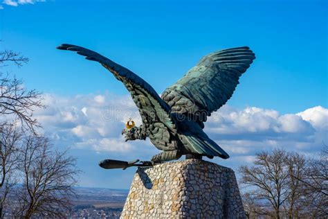 Turul Madar Bird In Tatabanya Hungary With Tourist People Stock Image
