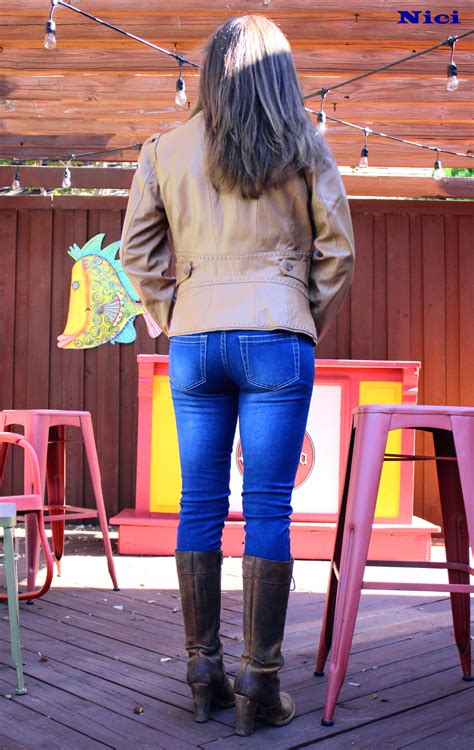 Suburbanswirl Jeans By Celebrity Pink Leather Jacket By Wilsons And Lace Up Leather Boots By