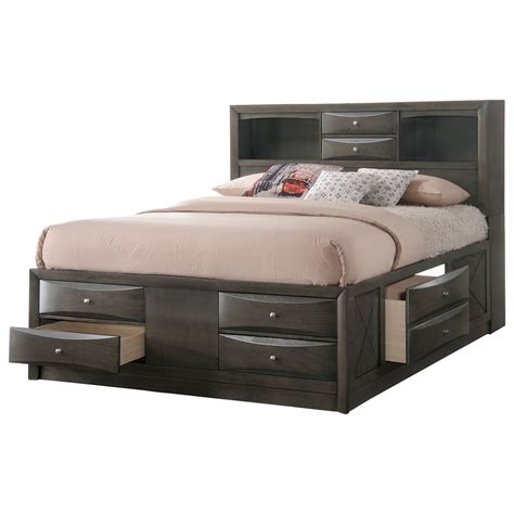 Crown Mark Emily Contemporary King Captains Bed With Bookcase