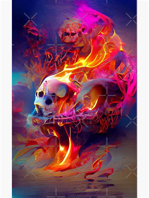 Skull 22 Skeleton Flame Hell Fire Dark Side Splash Abstract Oil