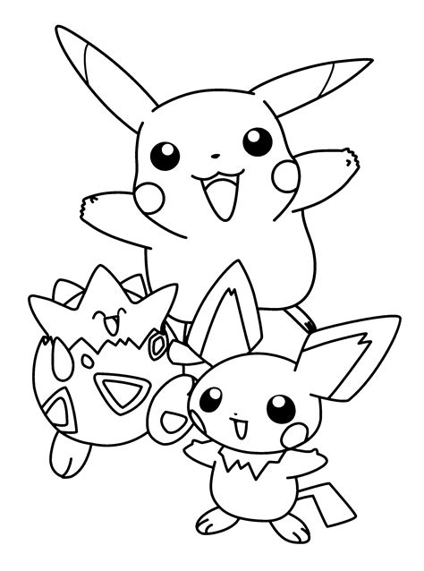 Pokemon Pikachu Minccino Eevee Cute Coloring Sketch Coloring Page