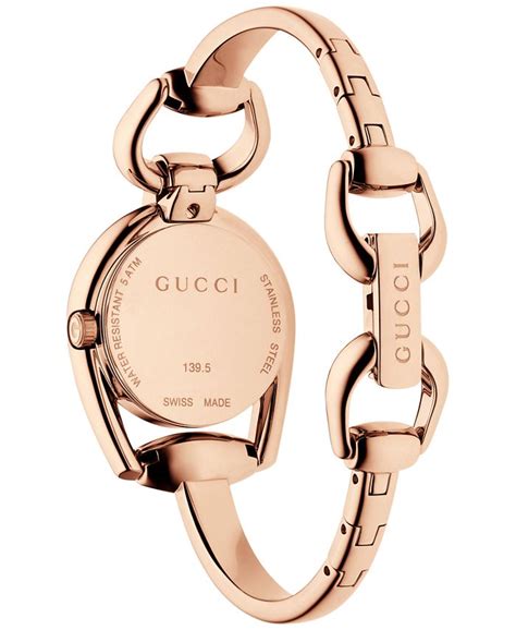 Gucci Womens Swiss Horsebit Rose Gold Tone Pvd Bangle Bracelet Watch