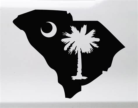 South Carolina With Palmetto Tree Vinyl Decal State Sabal Palm Tree