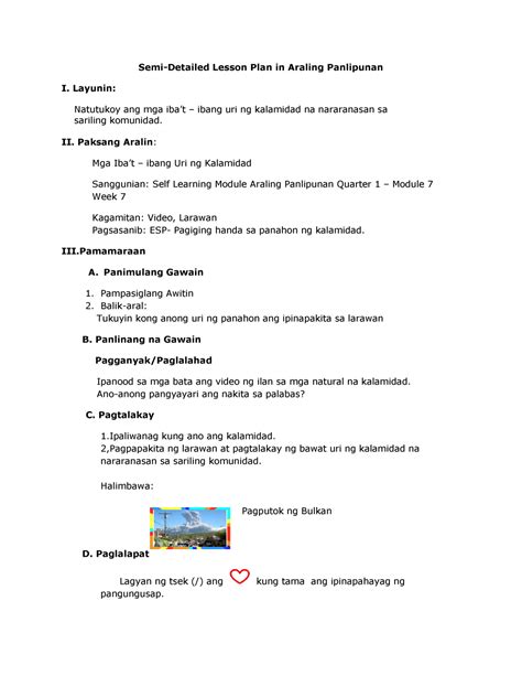 Semi Detailed Lesson Plan In Araling Panlipunan Grade Pdf The Best