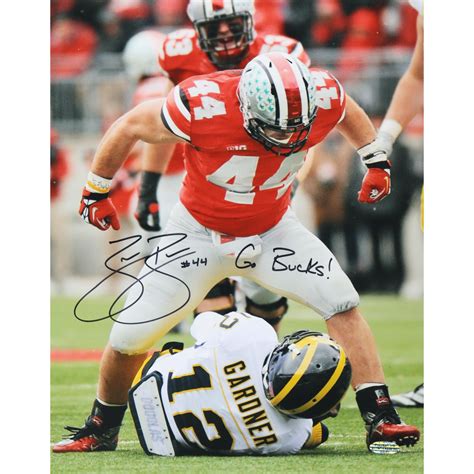 Zach Boren Signed Ohio State Buckeyes 11x14 Photo Inscribed Go Bucks