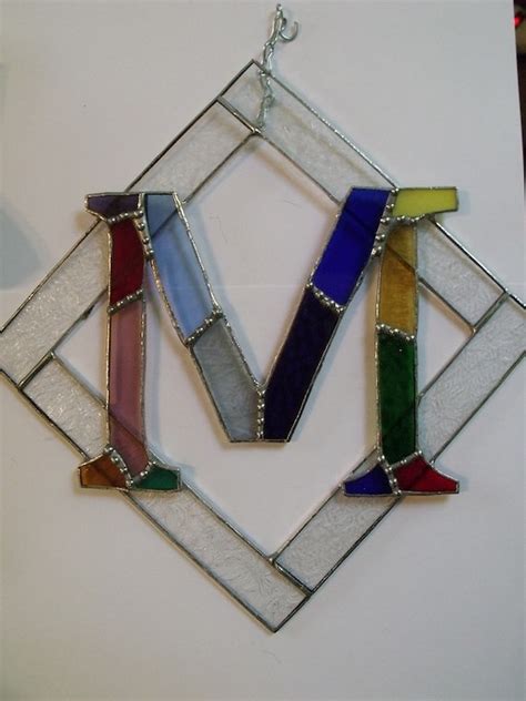 Initial M Stained Glass Monogram By Lass On Etsy