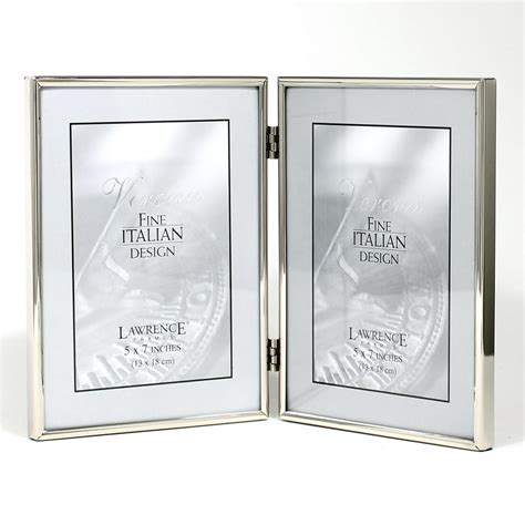 5x7 Hinged Double Simply Silver Metal Picture Frame