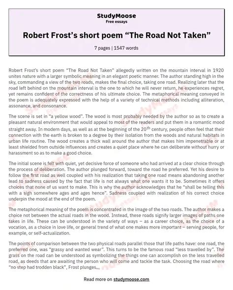 😝 Mood Of The Poem The Road Not Taken The Road Not Taken 2022 10 23