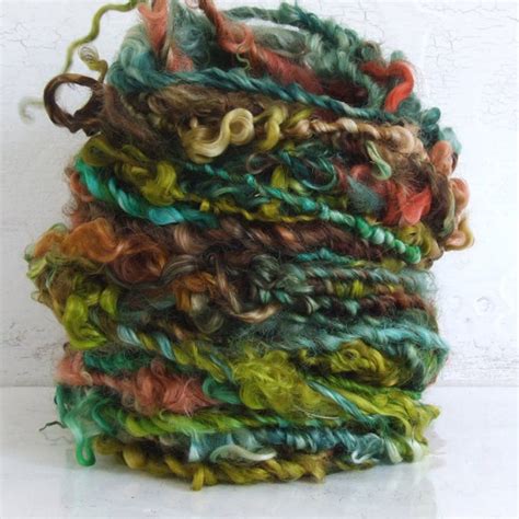 Handspun Yarn Forested Bulky Teeswater Locks Etsy Art Yarn Spinning