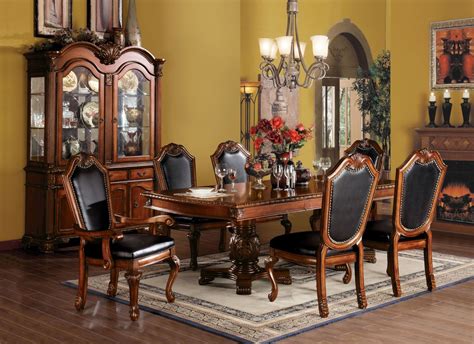 Chateau Ii Traditional Cherry Formal Dining Room Furniture Set Black Seats