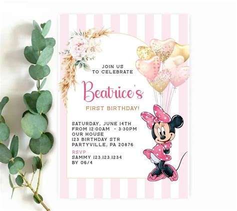 Minnie Mouse Party Invitation Edit Yourself Online Free Demo