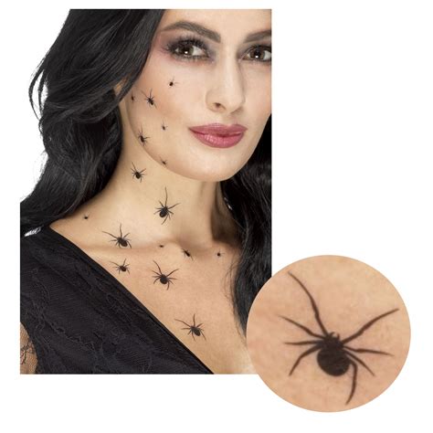 Halloween Black Widow Spider Sfx Tattoo Transfers Face And Body
