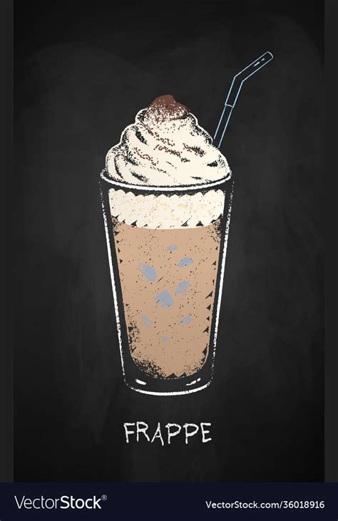 Frappe Coffee Cup Isolated On Black Chalkboard Vector Image