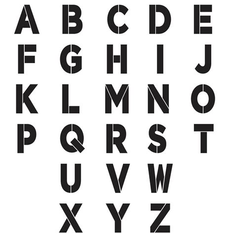 Line Bold Alphabet Stencils In 2020 Alphabet Stencils