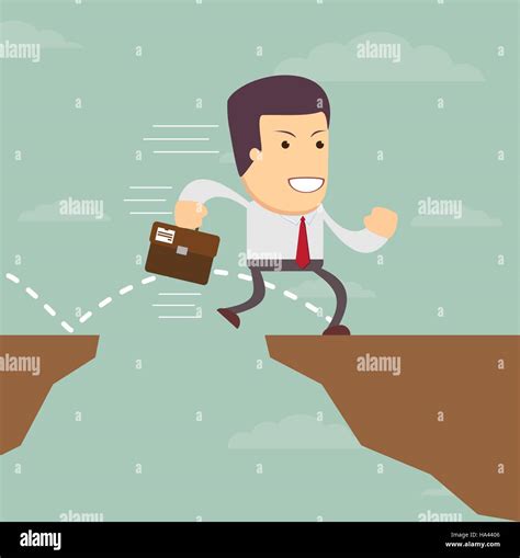Businessman Jump Through The Gap Stock Vector Image And Art Alamy