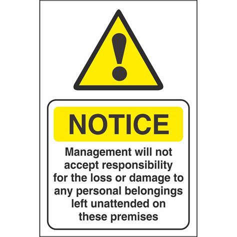 Management Not Responsible For The Loss Or Damage To Any Belongings