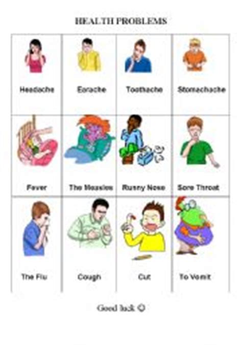 , spelling, grammar and practice english conversation, talking about simple health problems. English worksheets: Health Problems, illness, sickness
