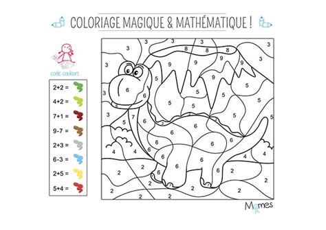 Coloriage magique et mathématique : le dinosaure | MOMES.net