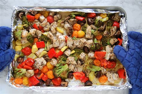 Plate chicken and veggies together and garnish with parsley. Sheet Pan Dinner: Chicken & Veggies (30 Minute Dinner ...