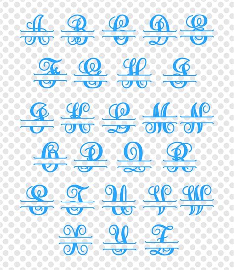 New Curly Script Vine Monogram Split Letter Alphabet Split Etsy