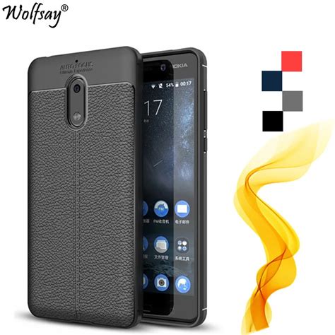 Wolfsay Sfor Capas Nokia 6 Case New Luxury Litchi Leather Pattern