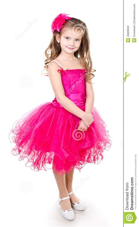Adorable Little Girl In Princess Dress Isolated Stock