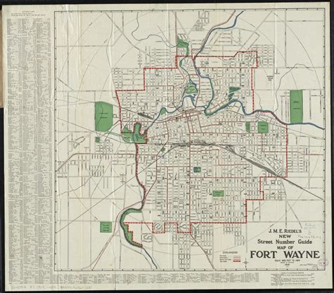 Jme Riedels New Street Number Guide Map Of Fort Wayne Norman B