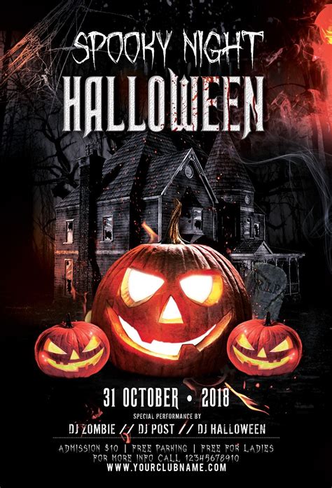 Spooky Night Halloween 2018 2019psd Flyer Template Free Psd Flyer