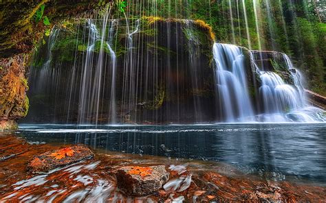 Kirkton Glen Waterfall In Balquhidder Escocia Forest Stream River Rock