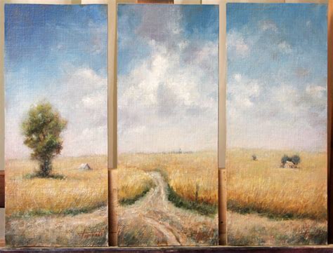 Country Triptych Landscape Oil Painting Fine Arts Gallery