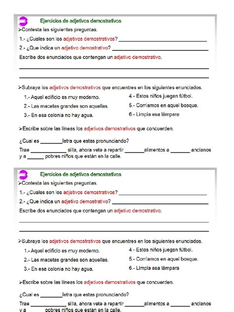 Adjetivos Demostrativos Practica