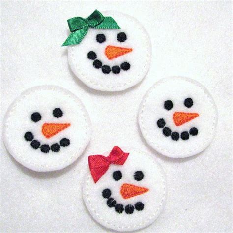 Snowman Face Embroidered Felt Appliques Set Of By Itsallyourfelt 375