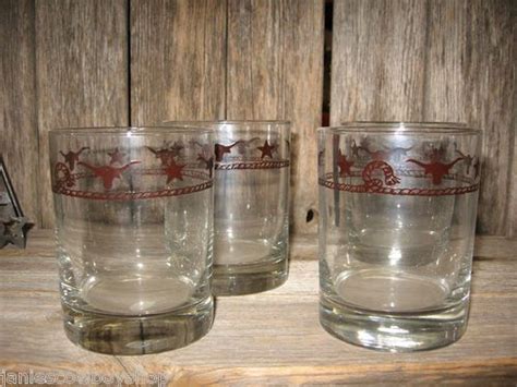 Western Decor Glassware Branded Longhorns Stars Rock Glass 14oz Bar Glasses Ebay Western