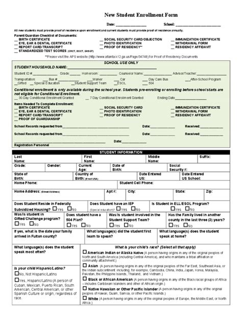 Student Enrollment Form 3 Free Templates In Pdf Word Excel Download
