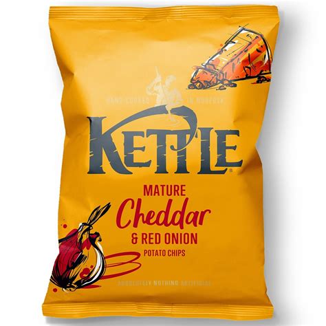 Kettle Chips Mature Cheddar And Red Onion 12x130g Auguste Noel Ltd
