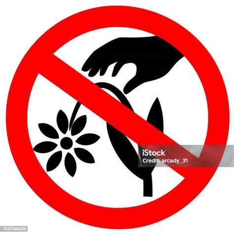 Do Not Pick Or Pluck Flowers Sign No Flower Picking Symbol Stock