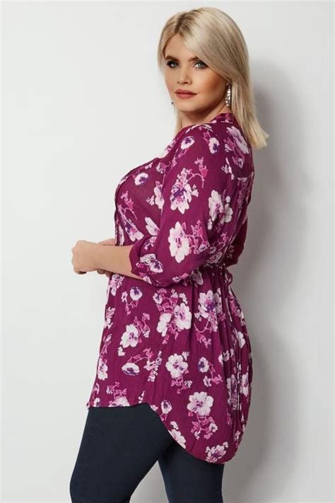 Lila Longline Bluse Mit Blumenprint And Biesen Yours Clothing