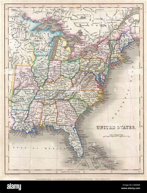1843 Gilbert Map Of The United States Stock Photo Alamy