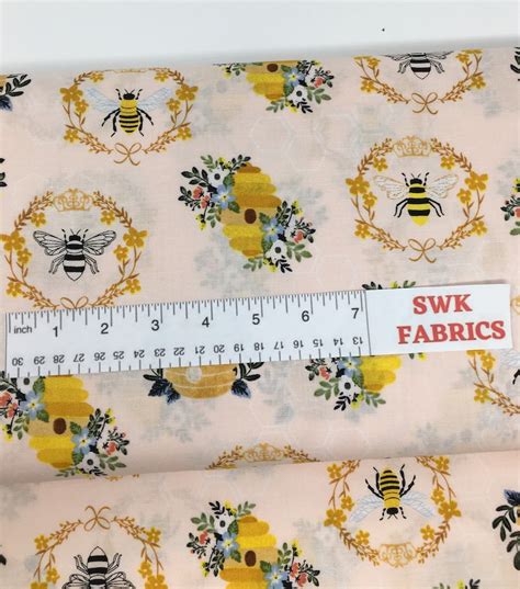 Beehive Floral Fabric Bumble Bee Honey Fabric By The Yard Etsy