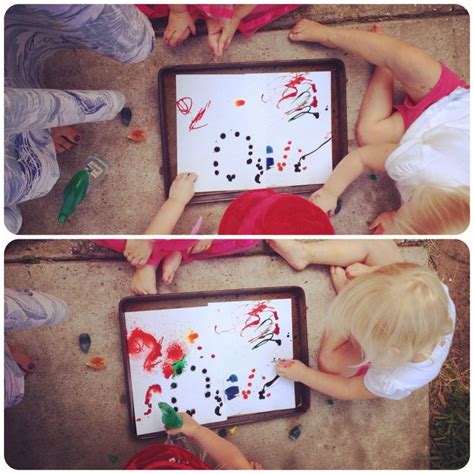 Put drops of food coloring on paper then spray with a water bottle to