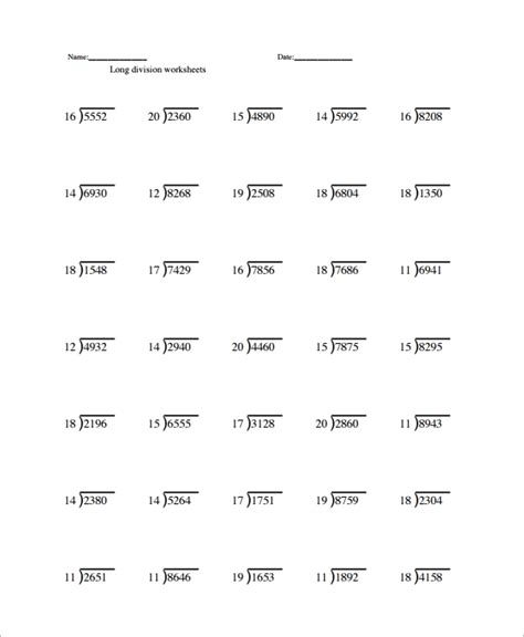 10+ Long Division Worksheet Templates | Sample Templates
