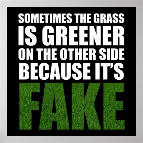 Sometimes The Grass Is Greener Because Its Fake Poster