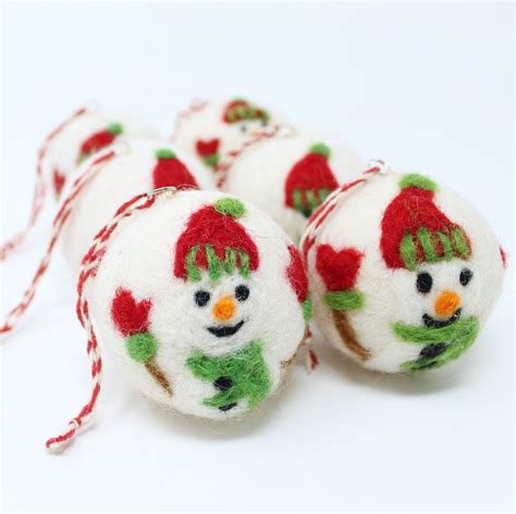 Felt Wool Christmas Tree Ornaments Felt Wool Christmas Balls Set Of 6