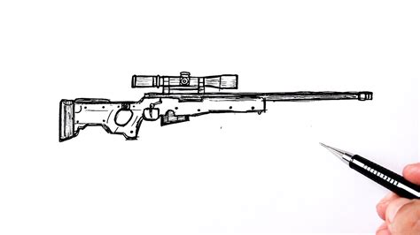 How To Draw Awp Sniper Easy Youtube