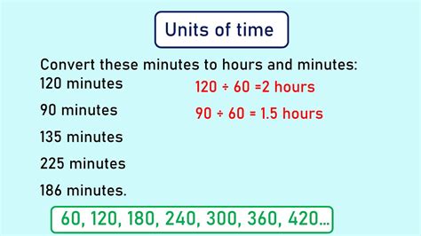 units of time converting minutes to hours and minutes and calculating with time youtube