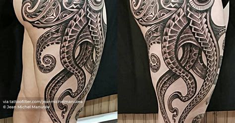 Maori Style Octopus Tattoo On The Leg