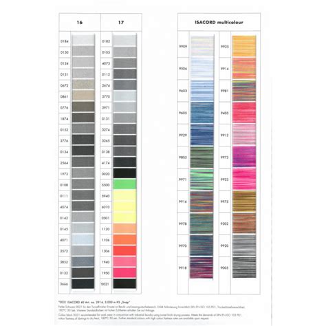 Printable Isacord Thread Color Chart