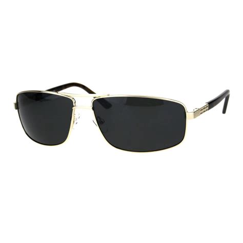 mens polarized lens sunglasses rectangle metal pilot navigator spring hinge ebay