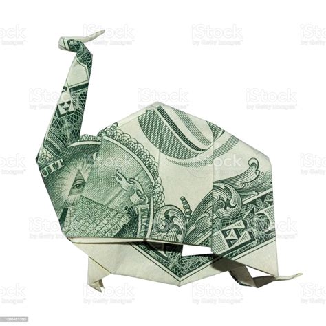 Money Origami Winged Dragon Folded With Real One Dollar Bill Isolated