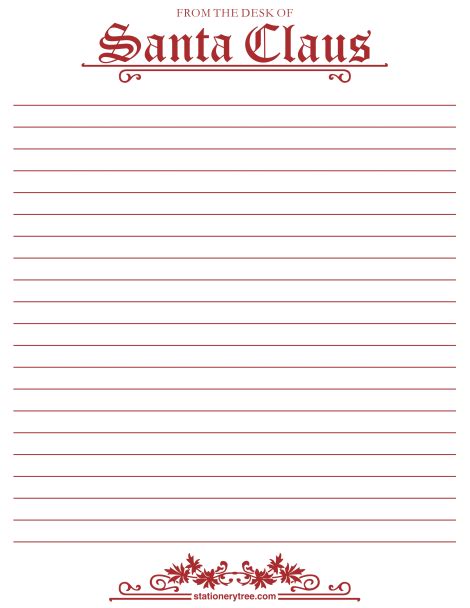 To find out how to get your letter delivered with a north pole postmark, click here. Printable From the Desk of Santa Claus Stationery